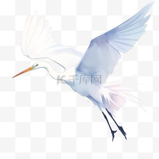 白露节气卡通白鹭飞翔手绘元素图片