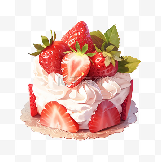 草莓蛋糕甜品奶油水果装饰美食素材图片