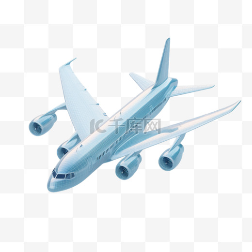 飞机3D玻璃质感免抠素材图片
