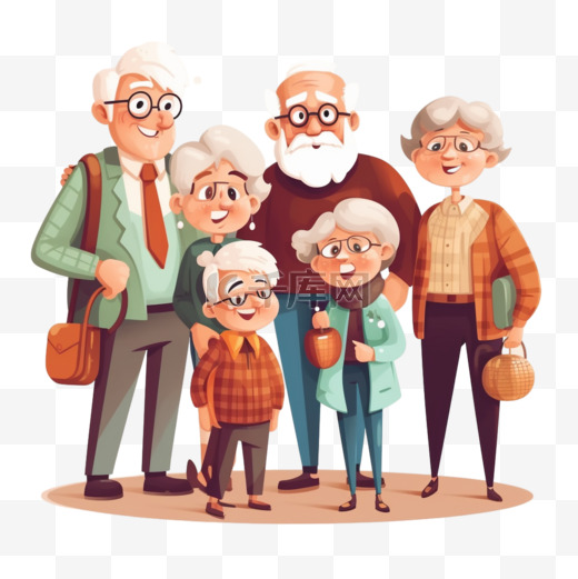 国际祖父母日插图动画片图片