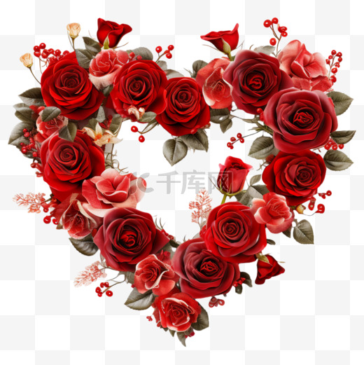 情人节红玫瑰花心形边框装饰图片