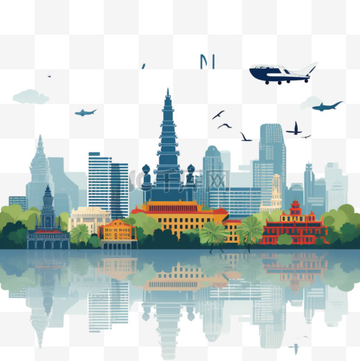 河内越南主要地标白色背景矢量插图商务旅行和旅游概念与现代建筑横幅或网站图像图片