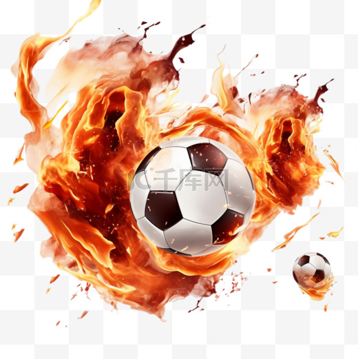 火球背景中的足球图片