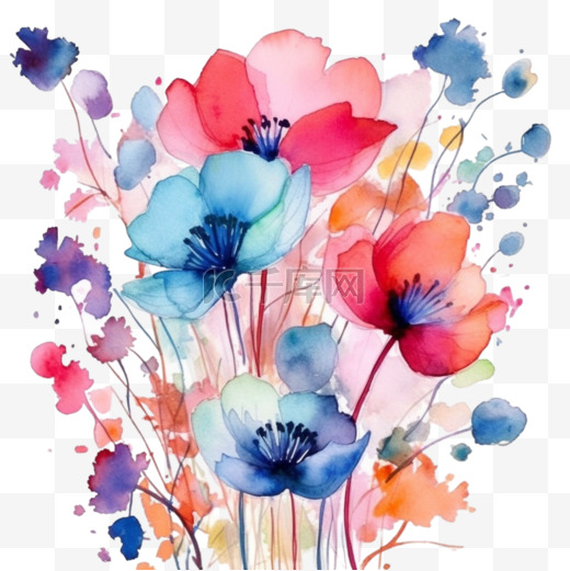 水彩彩色花卉背景图片