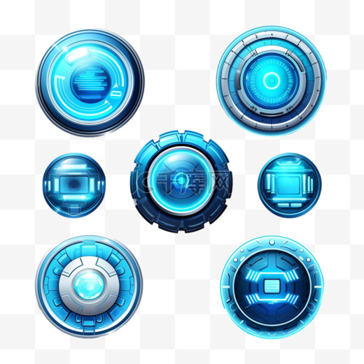 按钮组技术未来风格科幻色彩蓝色4图片