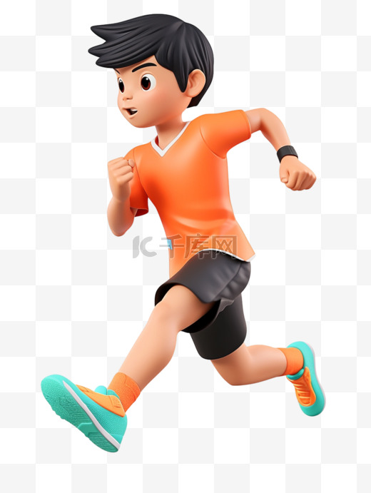 亚运会3D人物竞技比赛橙色上衣男孩跑步图片
