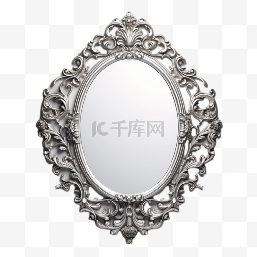 镜子银色花纹欧式写实元素装饰图案图片