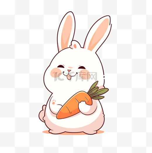 可爱兔子卡通手绘胡萝卜元素图片