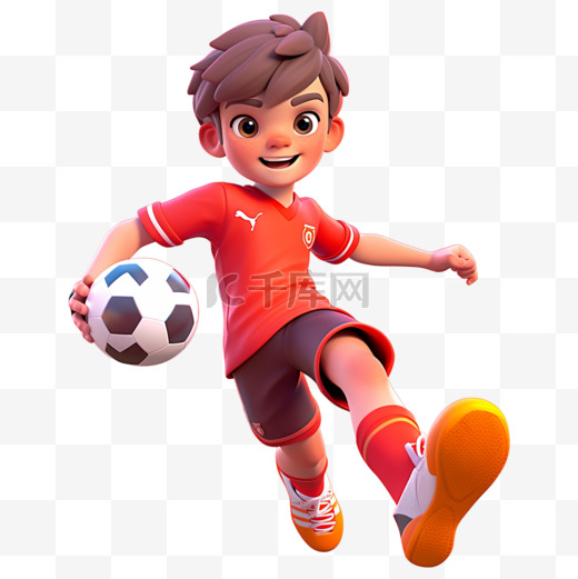 亚运会3D人物竞技比赛棕发男子踢足球图片