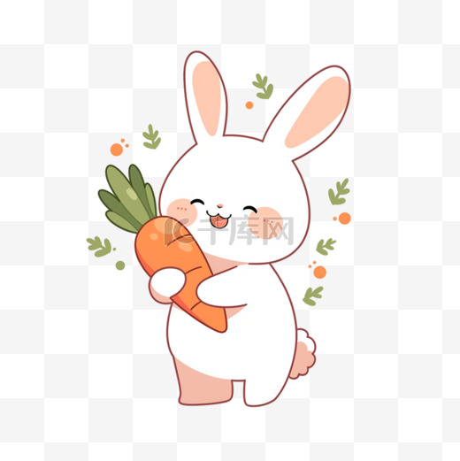 手绘可爱兔子胡萝卜元素图片
