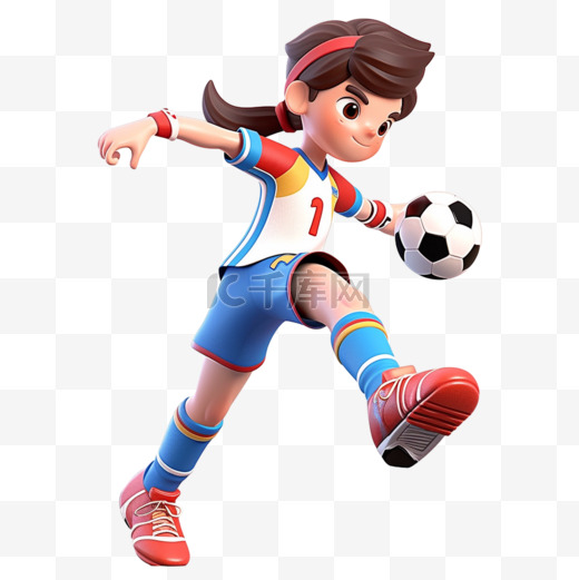 亚运会3D人物竞技比赛彩色球衣女子踢足球图片