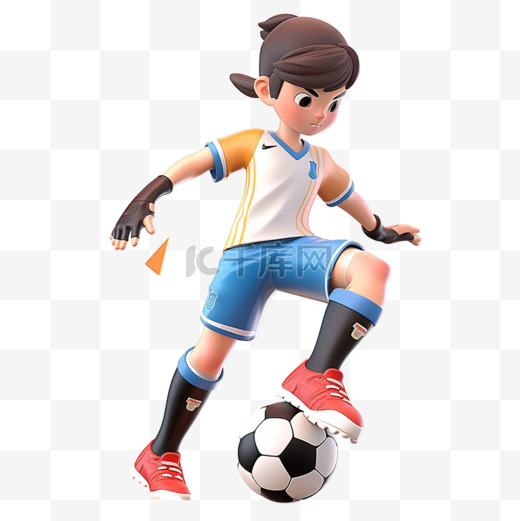 亚运会3D人物竞技比赛黄白球衣女生踢足球图片