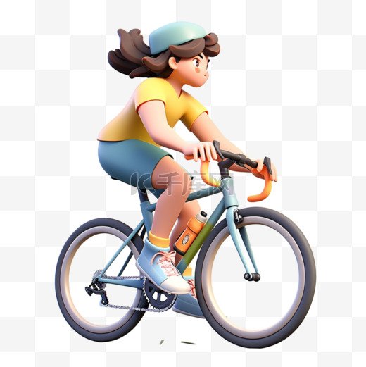 亚运会3D人物竞技比赛蓝帽女子骑单车图片