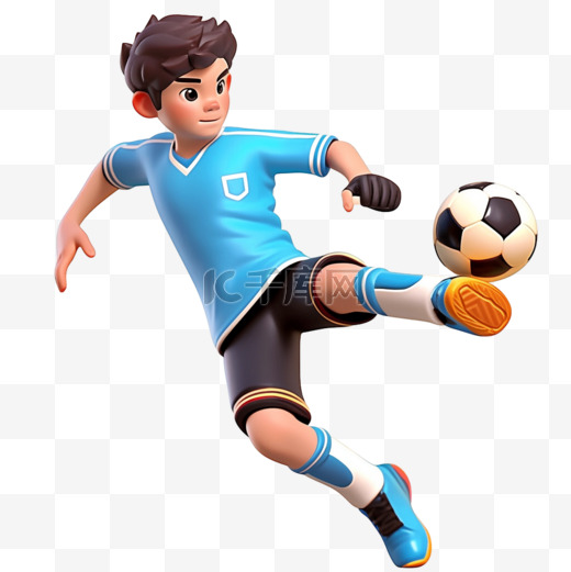 亚运会3D人物竞技比赛蓝衣少年踢足球图片