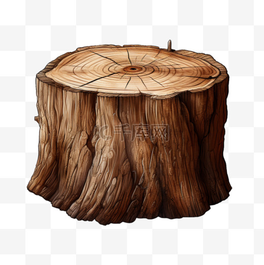 树桩木头棕色写实元素装饰图案图片