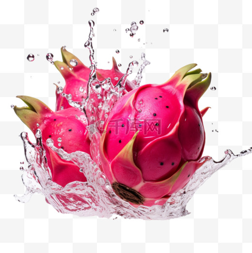 火龙果和水的融合水花飞溅水果图片
