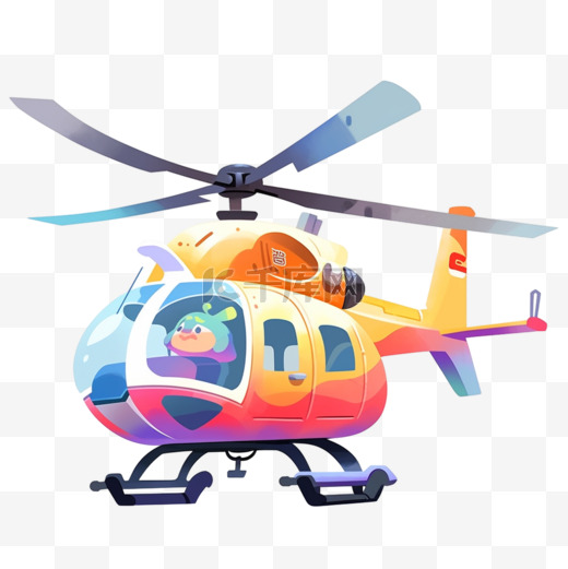 直升机卡通元素手绘图片