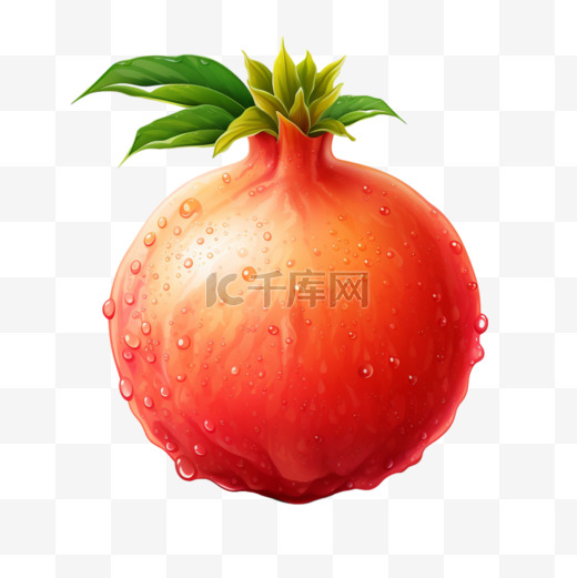 石榴红色水果鲜艳写实AI元素装饰图案图片