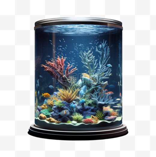 鱼缸水族箱圆柱形AI元素立体免扣图案图片