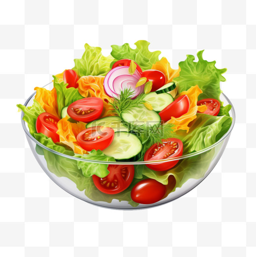 健康食物沙拉AI元素立体免扣图案图片