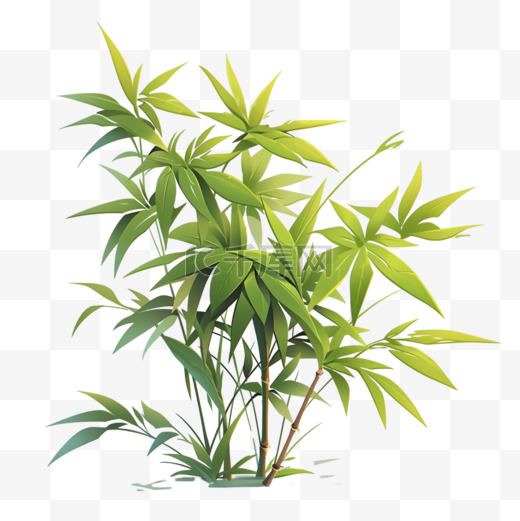 竹叶竹子小颗植物AI元素立体免扣图案图片