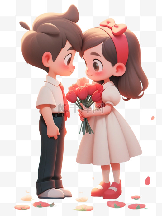 情人节七夕情侣海报装饰图案卡通元素花可爱图片