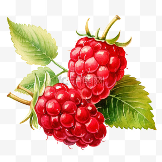 水彩美味红色莓果免扣元素图片