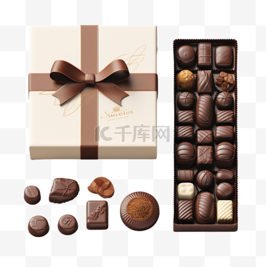 巧克力长方形盒子礼盒装饰AI元素免扣图案图片