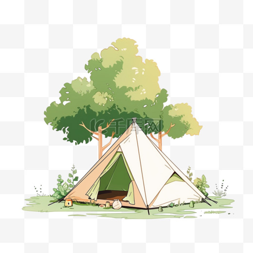 户外帐篷旅游手绘元素假期出游露营图片