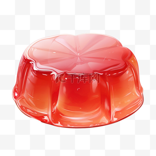 红色半透明布丁果冻甜食元素立体免扣素材图片