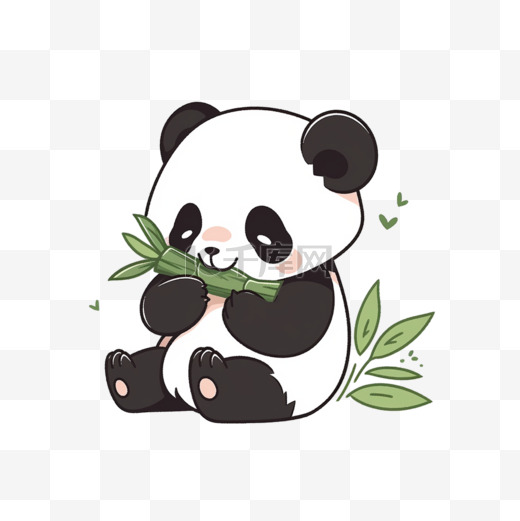 吃竹叶的熊猫卡通手绘元素图片