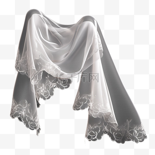 长纱巾蕾丝装饰AI立体效果素材图片