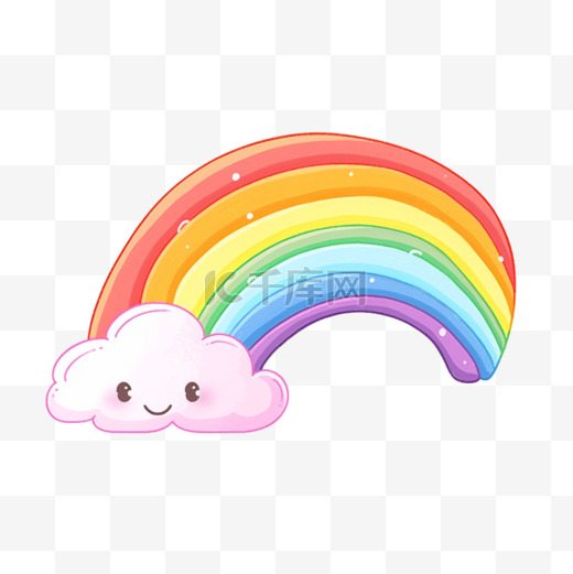 彩虹七色卡通手绘元素云朵图片