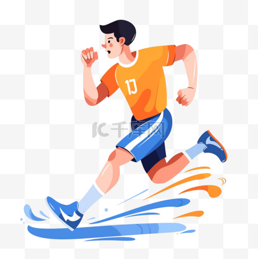 扁平卡通亚运会运动人物男生在短跑图片