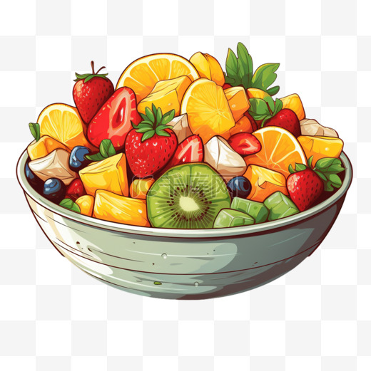 水果沙拉扁平风美味美食食物味蕾插画元素图片
