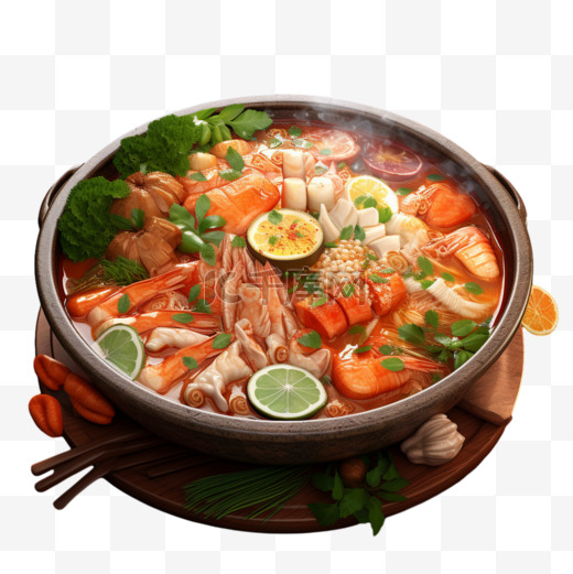 火锅蔬菜肉类海鲜AI元素立体免扣图案图片