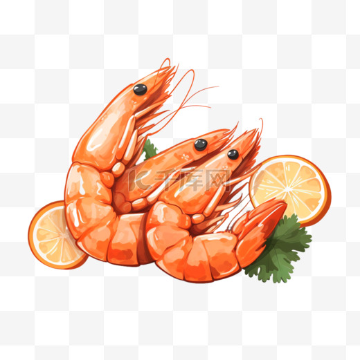 虾美食食物食材卡通手绘图片