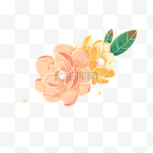 国风传统节日粉色和黄色的花朵组合图片