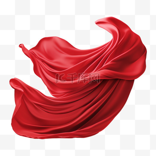 绸布布料团红色线条AI免扣装饰素材图片