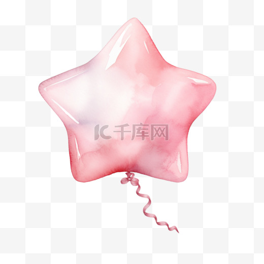 水彩简约粉色星星气球免扣元素图片