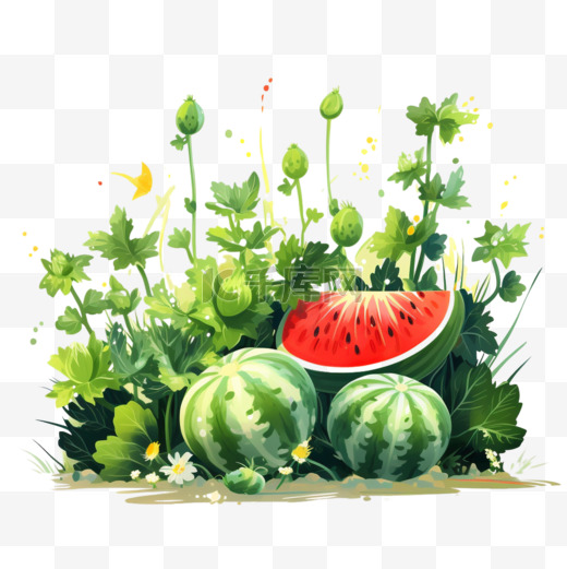 植物西瓜蔬菜水果白露秋季深秋露珠节气图片