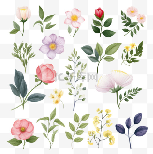 水彩画花卉植物装饰1图片