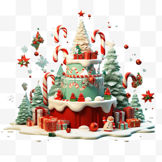 圣诞节礼物糖果蛋糕漂西方节日装饰免扣素材图片