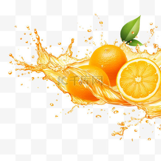 橙子橙汁果汁新鲜水果AI元素立体免扣图案图片