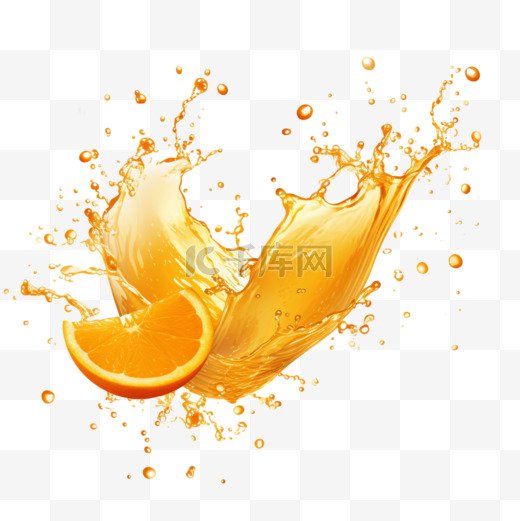 橙子橙汁果汁水花水果AI元素立体免扣图案图片