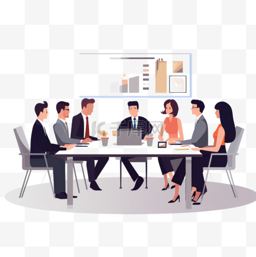 扁平化企业员工会议或团队合作培训教学商务办公图片
