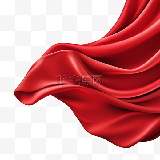 红色丝绸折叠面料背景，奢华纺织品图片