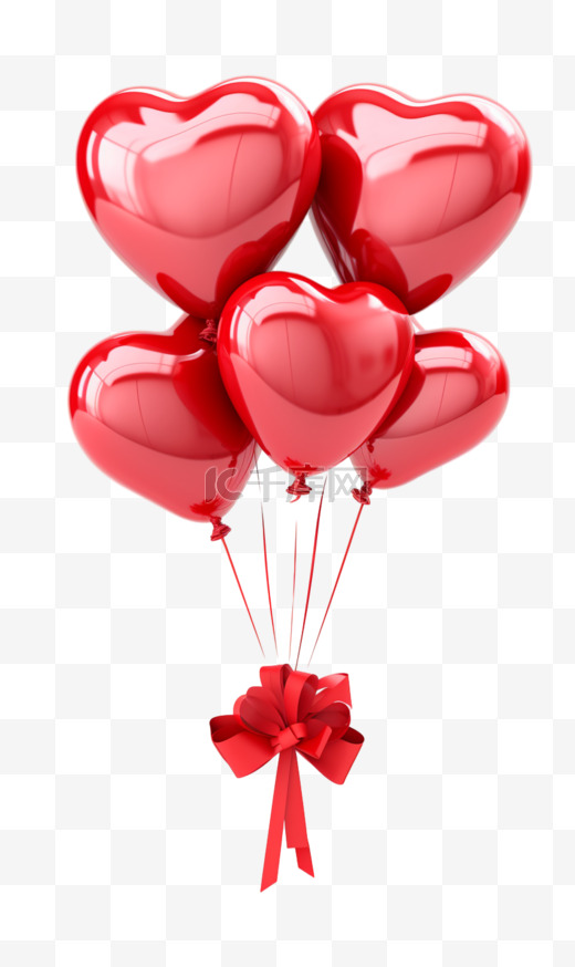 红色简约立体气球礼物节日元素图片