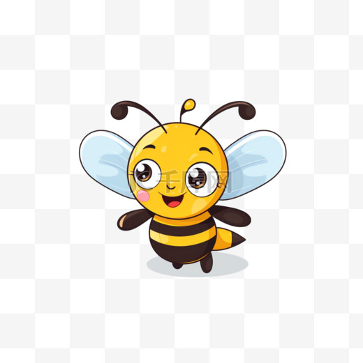 可爱的蜜蜂飞翔的卡通矢量图标插图。动物性图标概念独立溢价向量图片