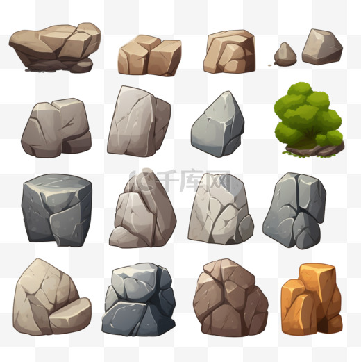带有岩石的卡通游戏界面图片